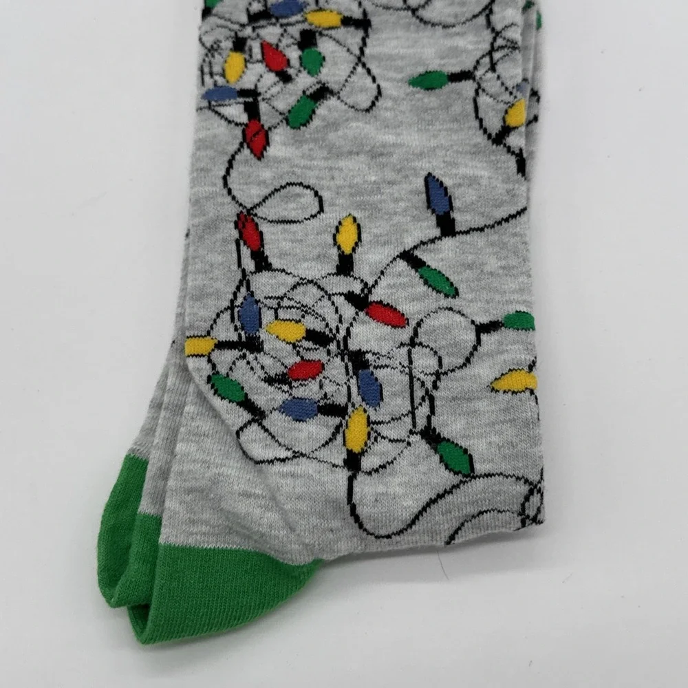 NEW Men's Christmas Lights Crew Socks Shoes Size‎ 6.5-12